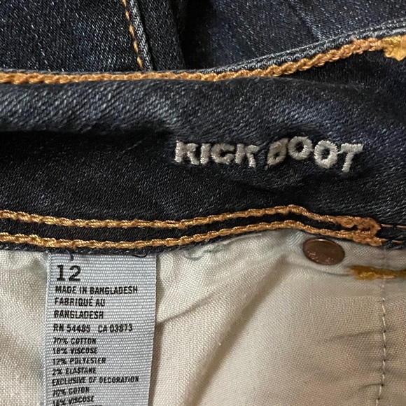 American Eagle Kick Boot Size 12 Dark Blue Mid Rise Aged Jeans. - Picture 3 of 8